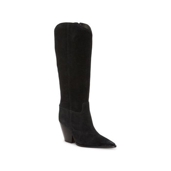 Vince Camuto Oyennda Tall Suede Boot Size 6 36.5 Black - Picture 1 of 10
